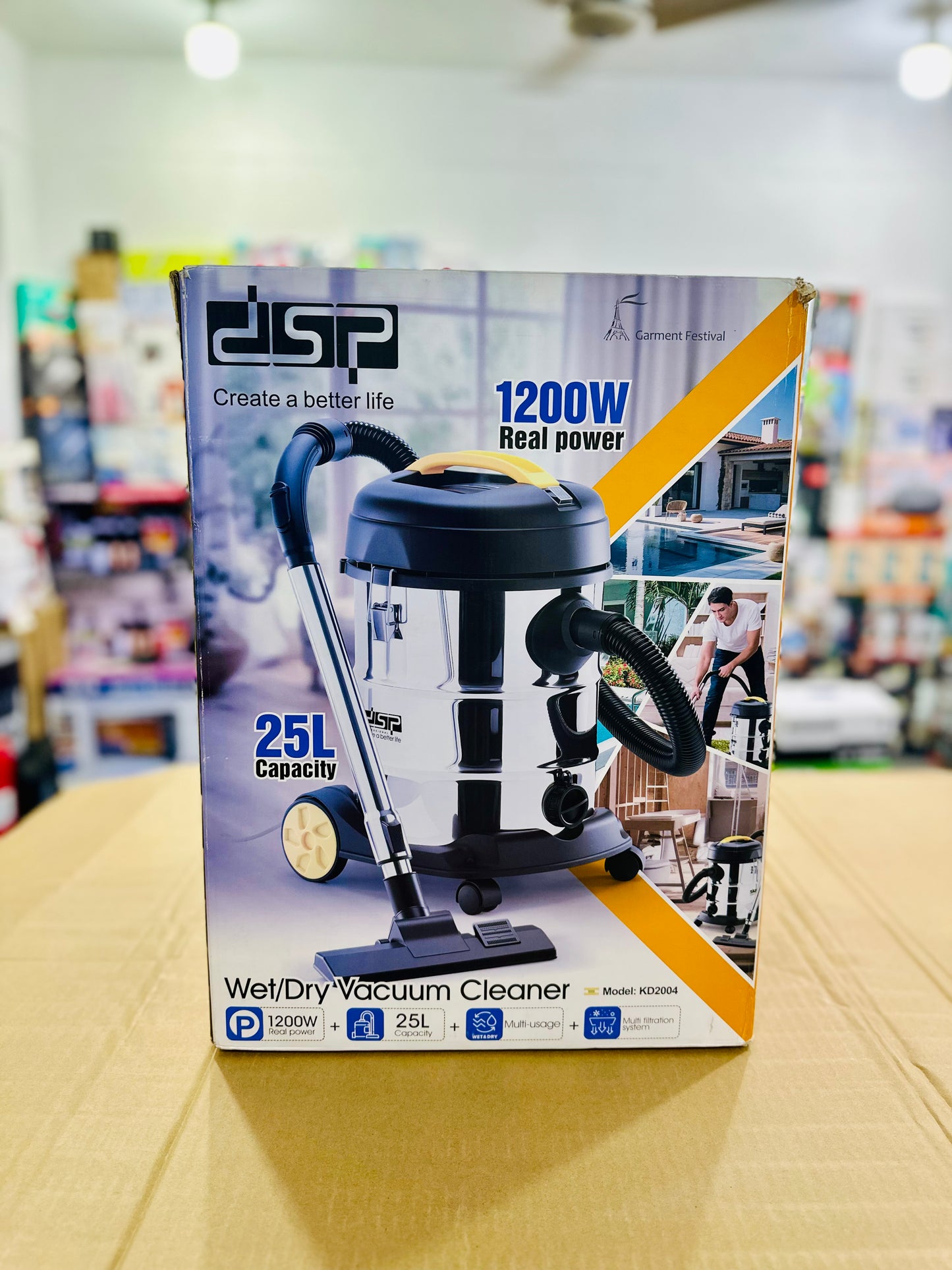 DSP KD2004 Wet & Dry Vacuum Cleaner – 1200W 25L Multi-Filtration