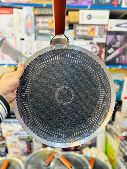 Honeycomb Laser Coated Tawa | Foldable Handle Non-Stick Pan | Stainless Steel | Imported