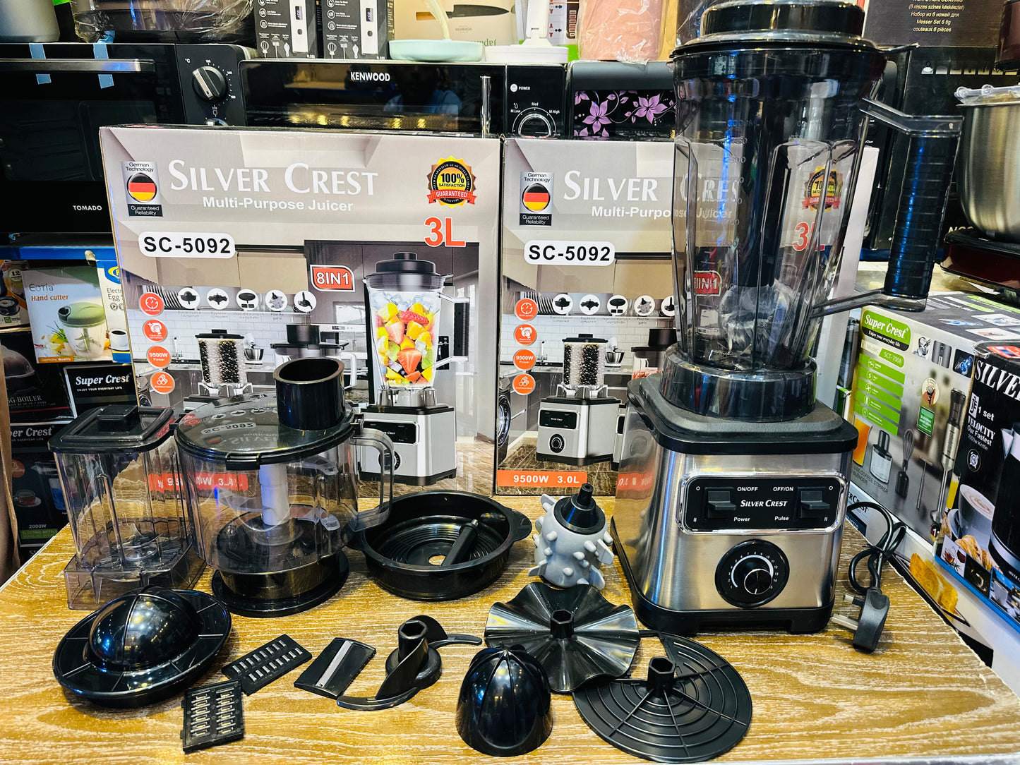 Silver Crest SC-5092 Premium 8-in-1 Multi-Purpose Food Processor | German Technology | 8 Stainless Steel Blades | 3L Jar