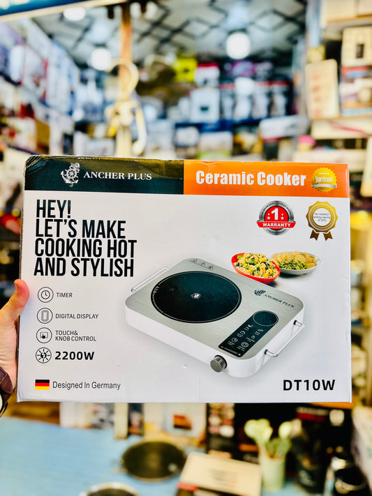 Ancher Plus DT10W Ceramic Cooker 2200W – Digital Display, Timer & Touch Knob Control | Designed in Germany