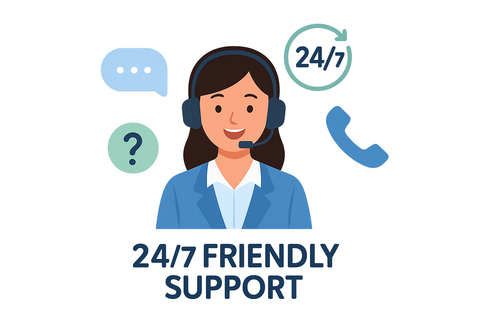 24/7 Friendly Support transparent background