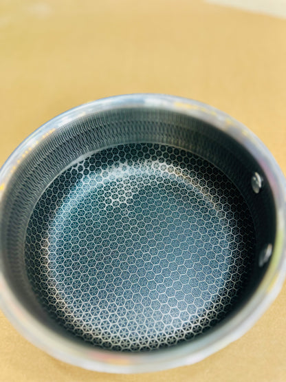 KöLAX 2-Piece Stainless Steel Saucepan Set with Glass Lids – Honeycomb Non-Stick Interior | Induction Ready