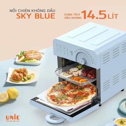 New Vietnam Lot Unie Digital Touch Panel Air Fryer Sky Blue 14.5Lt | 1700 Watts | Temprature Control | Rotate Option | Pre Set Option | Grill, Toster, BBQ, French Tray, None Stick Tray, Fishes , Pizza , Air Fryer Makers | High Standard Quality .