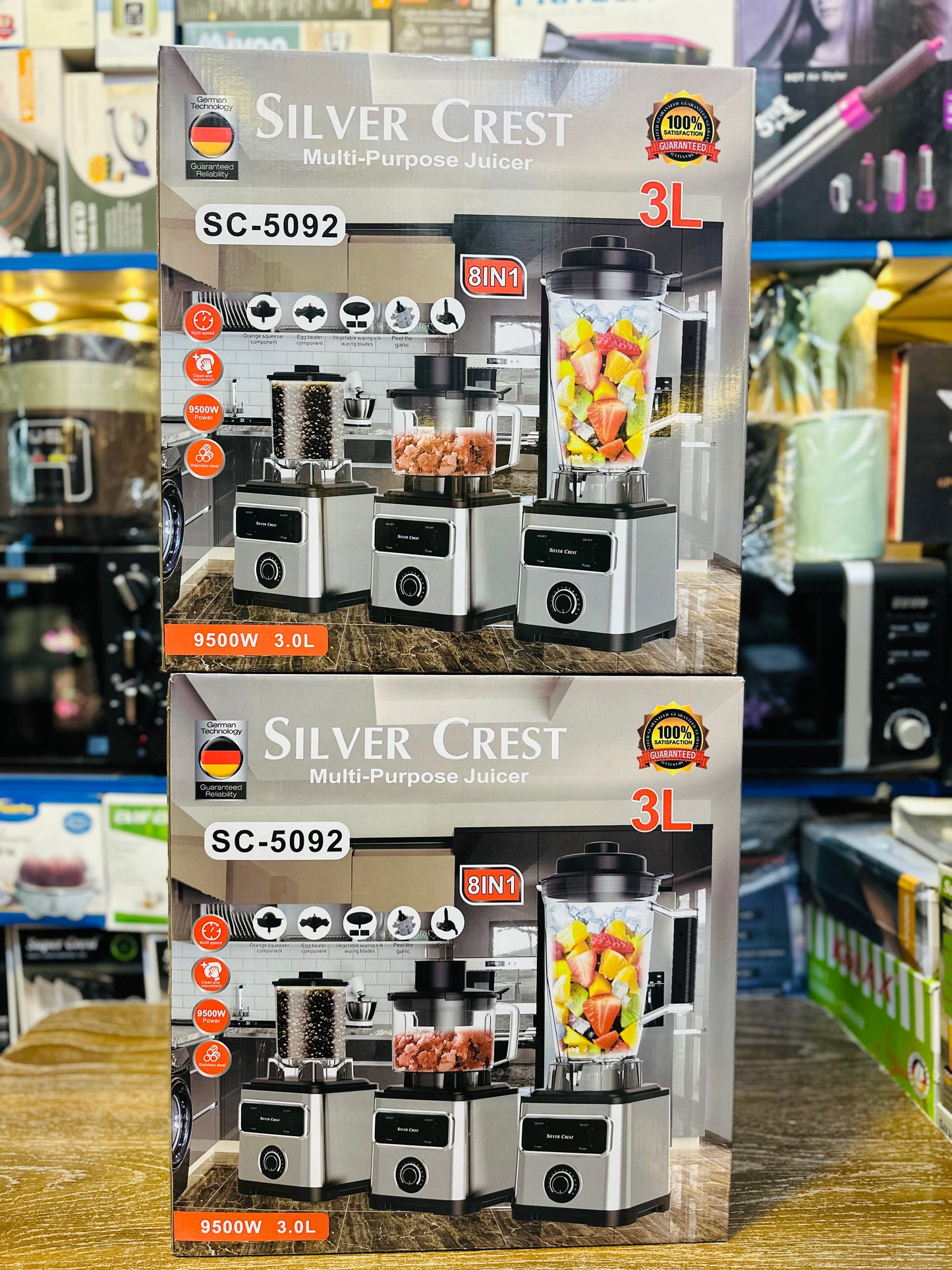 Silver Crest SC-5092 Premium 8-in-1 Multi-Purpose Food Processor | German Technology | 8 Stainless Steel Blades | 3L Jar