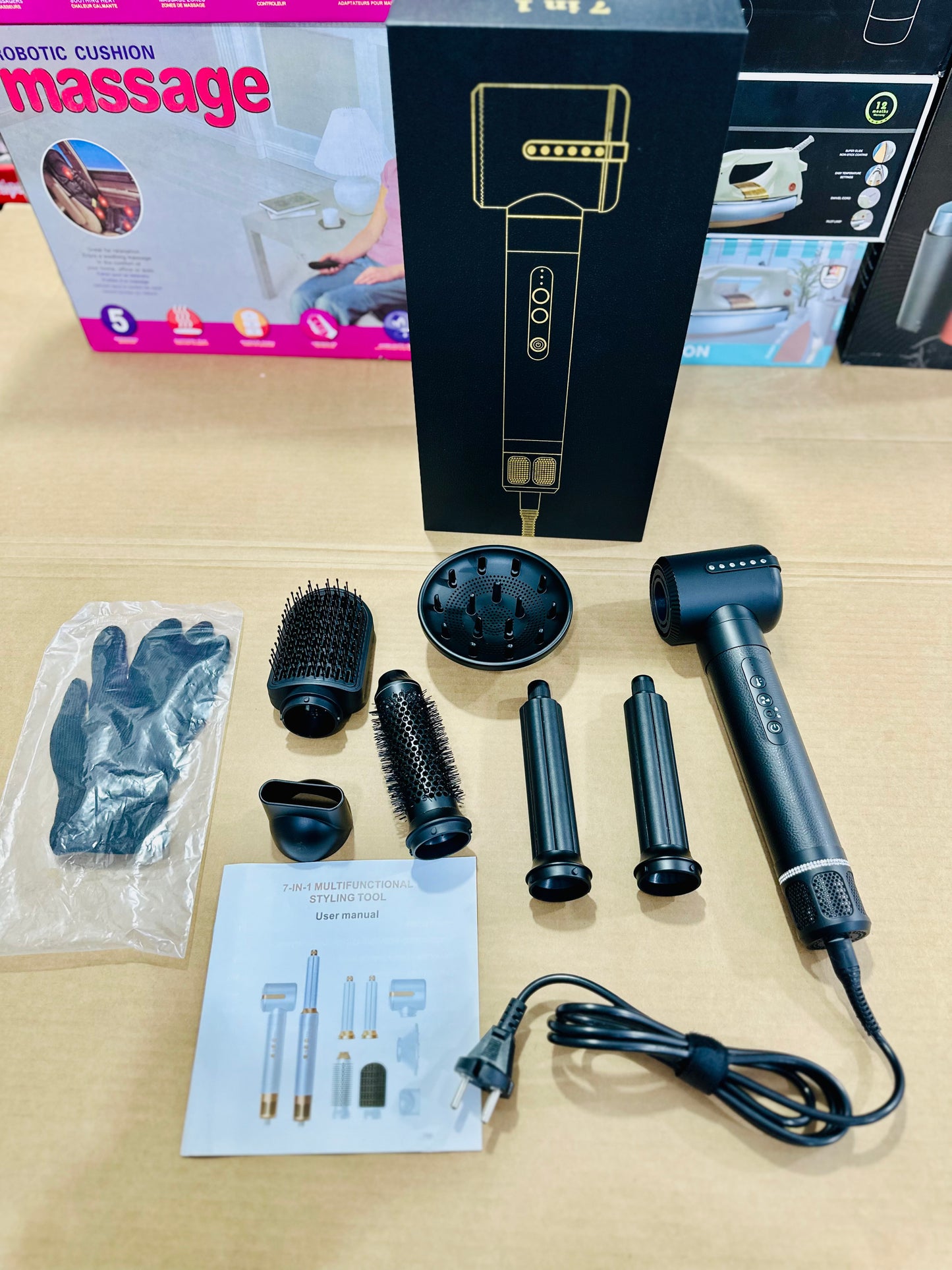 7-in-1 Professional Hair Styling Tool Kit – Multi-Head Air Styler, Curler, Volumizer & Blow Dryer Set