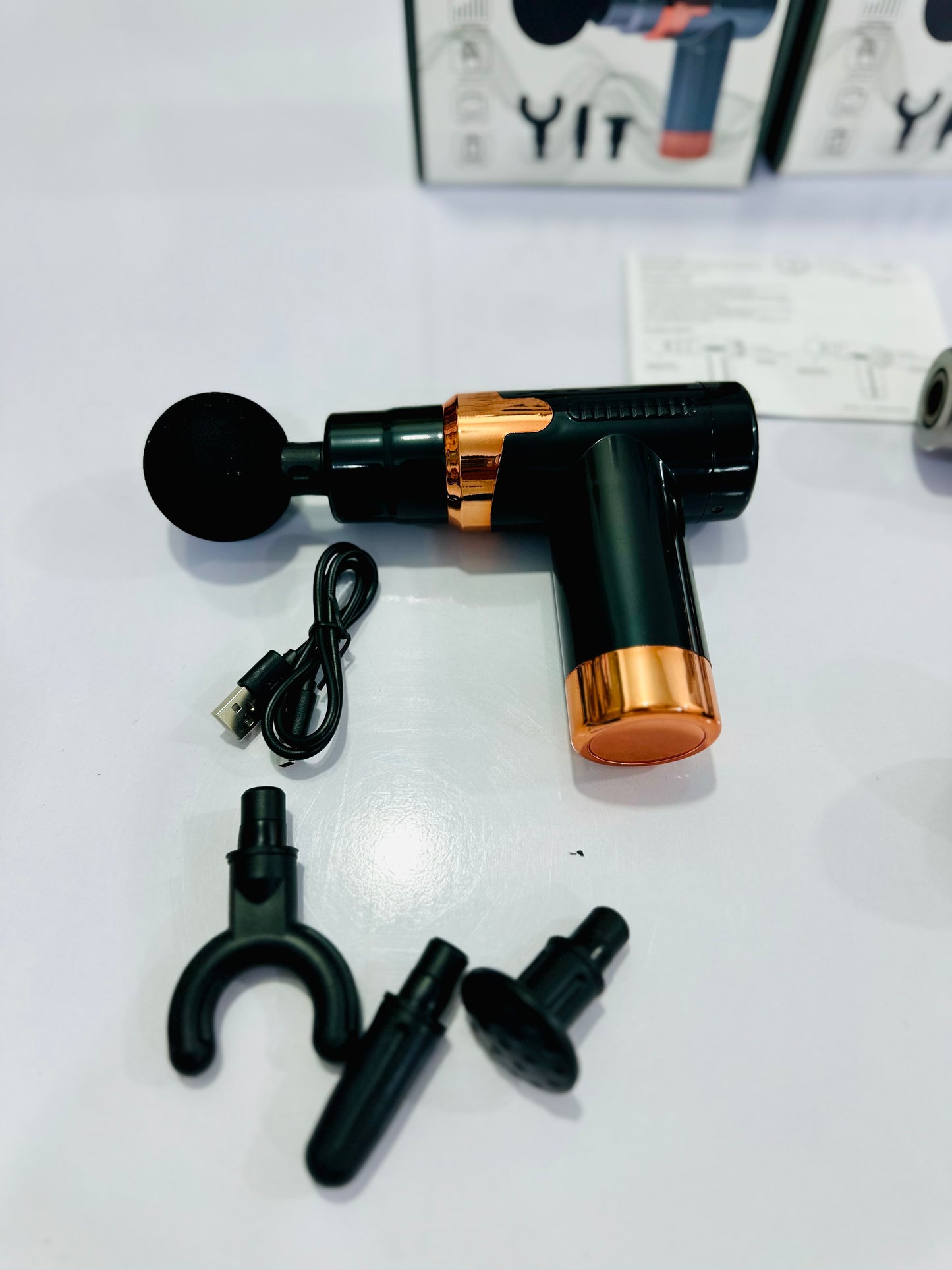 Smart Fascia Massager JY-760 – Cordless Deep Tissue Percussion Massage Gun with 4 Attachments
