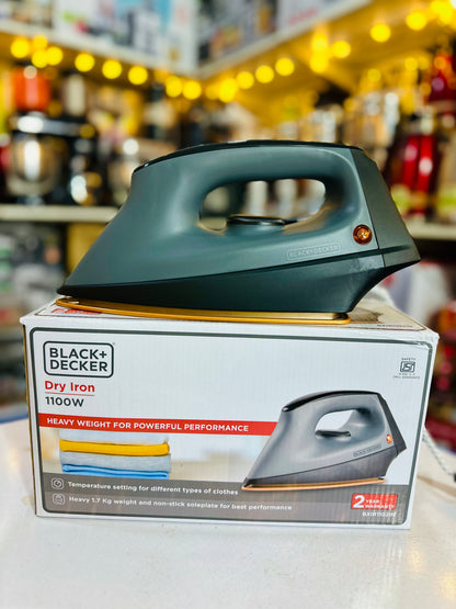 BLACK+DECKER Dry Iron 1100W – Heavy Weight Non-Stick Soleplate Electric Iron (BXIR1102IN)