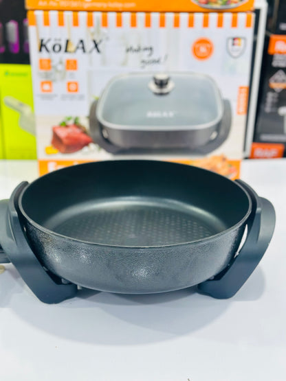 KöLAX Electric Frying Pan 1500W – 5L Large Capacity | Adjustable Temp 180°C–300°C | 5 Temp| Cool-Touch Handles | German Origin Brand