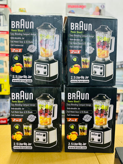 Braun Power Blend 1 Heavy Duty Commercial Blender | 2.5L Unbreakable Jar, Metal Gear & SS Blades (2-in-1)