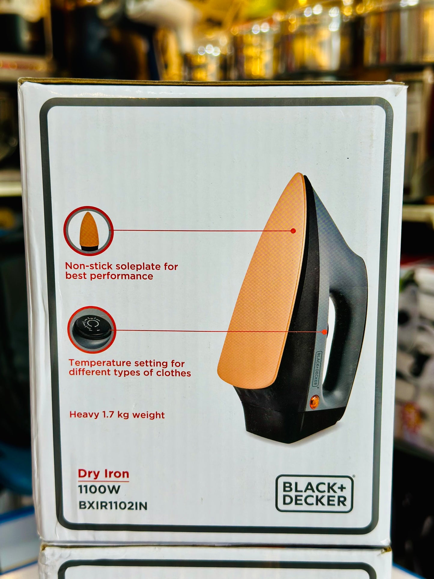 BLACK+DECKER Dry Iron 1100W – Heavy Weight Non-Stick Soleplate Electric Iron (BXIR1102IN)