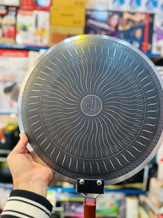 Honeycomb Laser Coated Tawa | Foldable Handle Non-Stick Pan | Stainless Steel | Imported