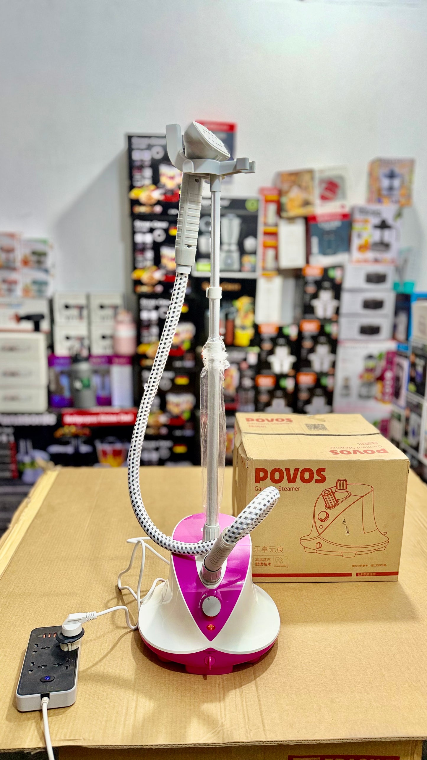 POVOS Garment Steamer – Upright Standing Fabric Steam Iron | Fast Heat-Up | Flexible Hose | Wrinkle-Free Clothes Steamer for Home & Travel