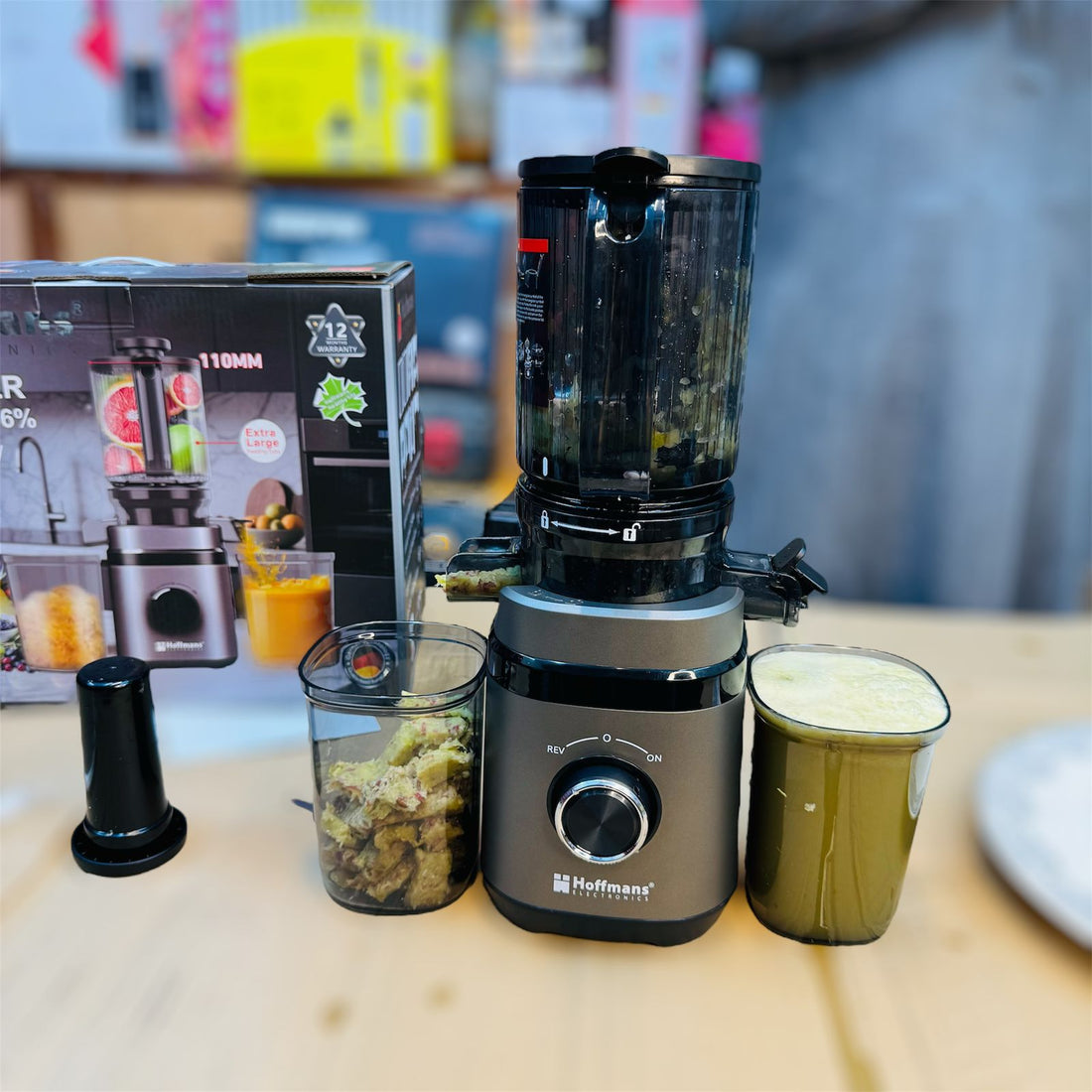 Hoffmans Electronics Slow Juicer 300W – Model HM-640 | 96% Juice Yield | 110MM Extra Large Feeding Tube | Fresh & Healthy Cold Press Juicer