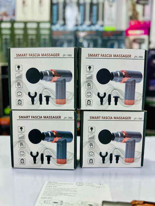 Smart Fascia Massager JY-760 – Cordless Deep Tissue Percussion Massage Gun with 4 Attachments