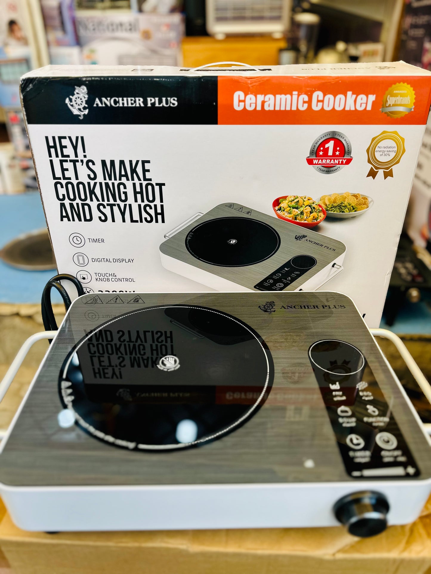 Ancher Plus DT10W Ceramic Cooker 2200W – Digital Display, Timer & Touch Knob Control | Designed in Germany