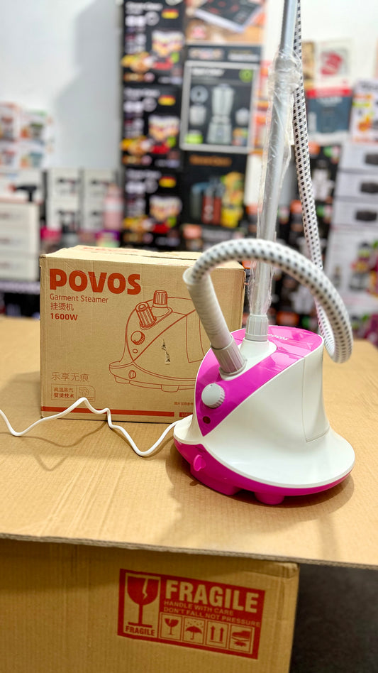 POVOS Garment Steamer – Upright Standing Fabric Steam Iron | Fast Heat-Up | Flexible Hose | Wrinkle-Free Clothes Steamer for Home & Travel