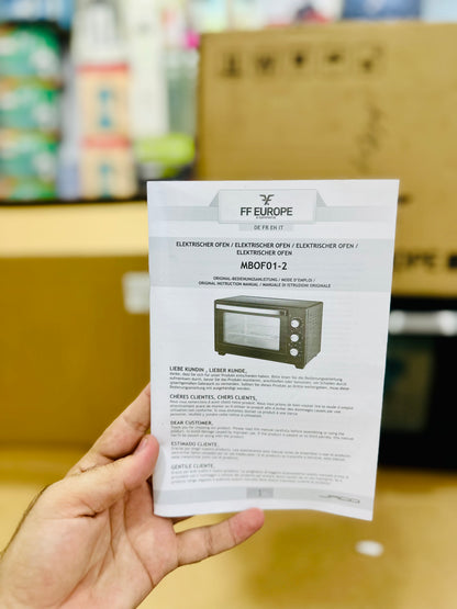 FF Europe Electric Baking Oven- Large Capacity Tempered  Glass Door Rotisserie & Tray Lifter Included 🔥📦
