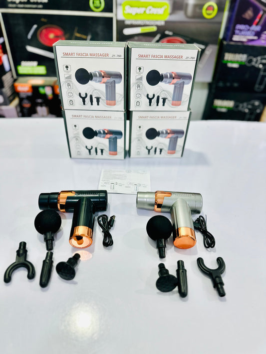 Smart Fascia Massager JY-760 – Cordless Deep Tissue Percussion Massage Gun with 4 Attachments