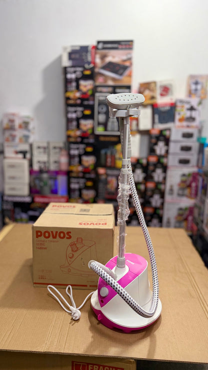 POVOS Garment Steamer – Upright Standing Fabric Steam Iron | Fast Heat-Up | Flexible Hose | Wrinkle-Free Clothes Steamer for Home & Travel