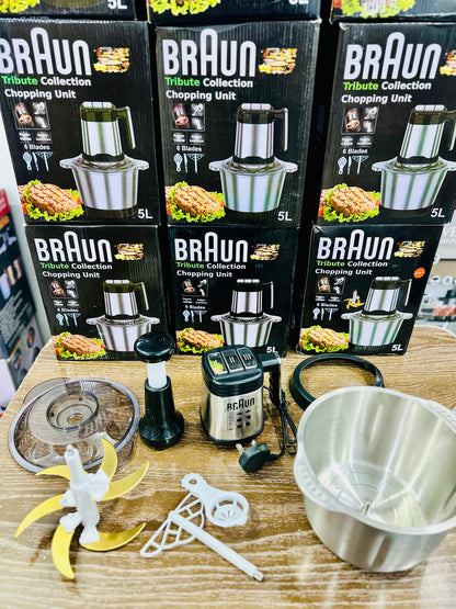 Braun 1000W Heavy Duty Meat Chopper – 5L Stainless Steel Bowl