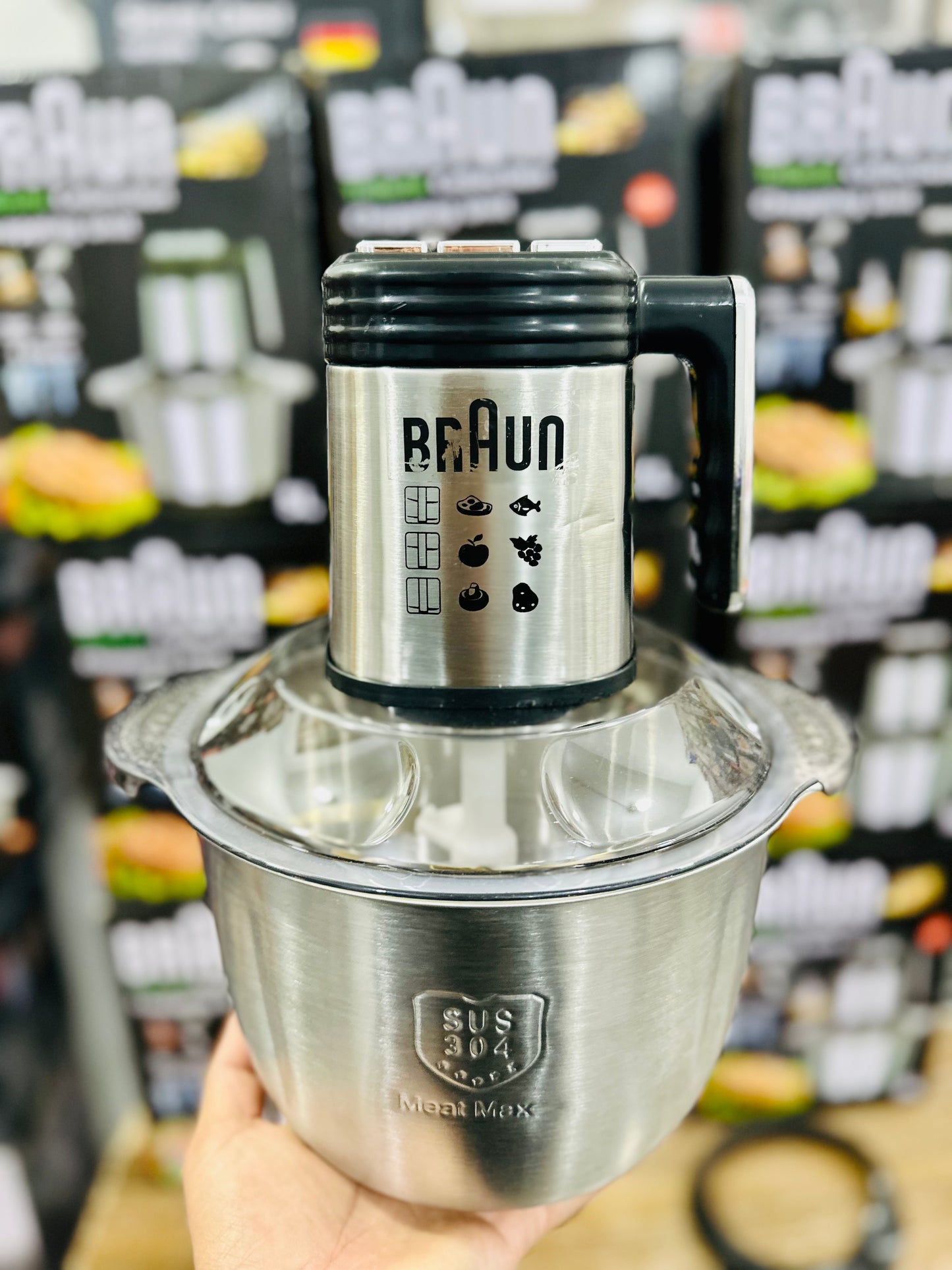 Braun 1000W Heavy Duty Meat Chopper – 5L Stainless Steel Bowl