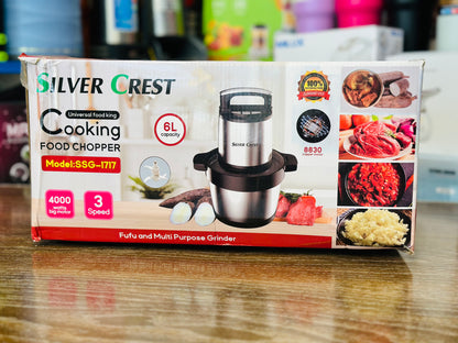 Silver Crest cooking food chopper packaging on a wooden surface