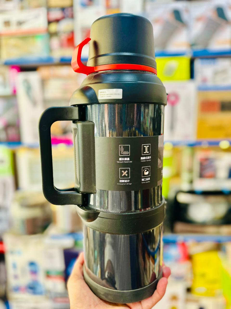 Large Stainless Steel Vacuum Flask — Hot & Cold Thermos | Travel & Home Use (3.6L)