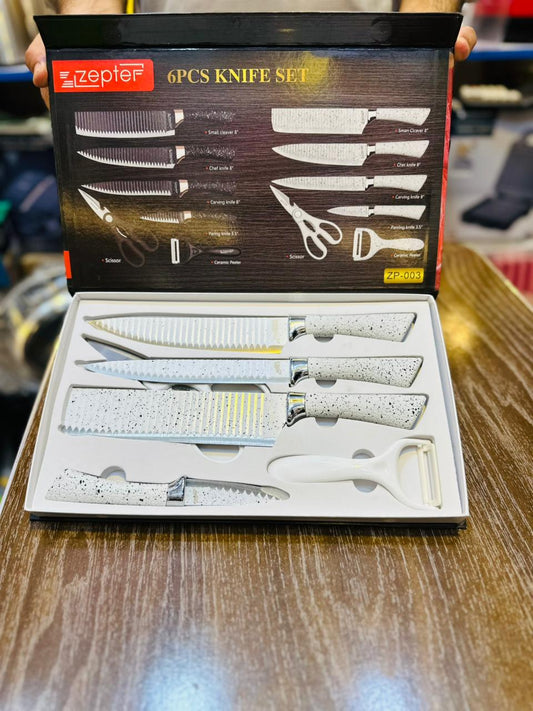Zepter White 6-Piece Kitchen Knife Set – Razor-Sharp & Durable