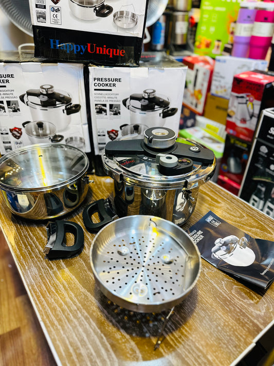 Lot Imported Unique Pro 4+6L Stainless Steel Pressure Cooker With Steamer